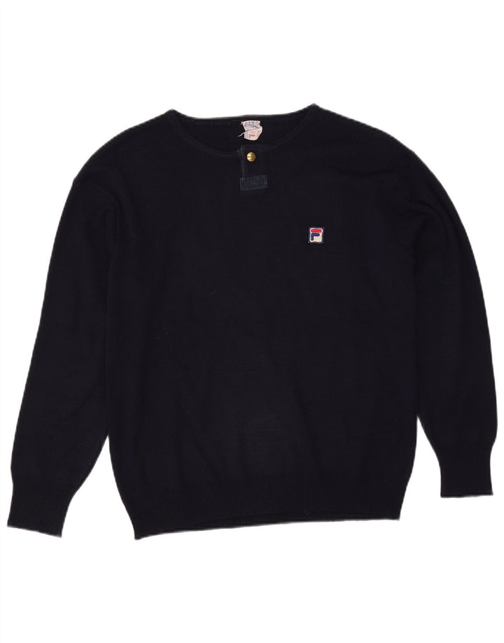 Suéter masculino FILA com gola canoa pequeno azul marinho