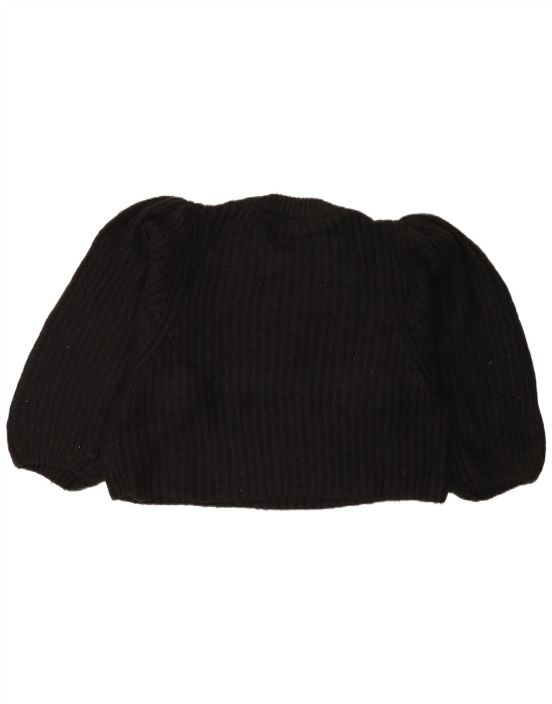 Topshop Suéter feminino cropped superdimensionado com gola redonda Reino Unido 14 médio preto