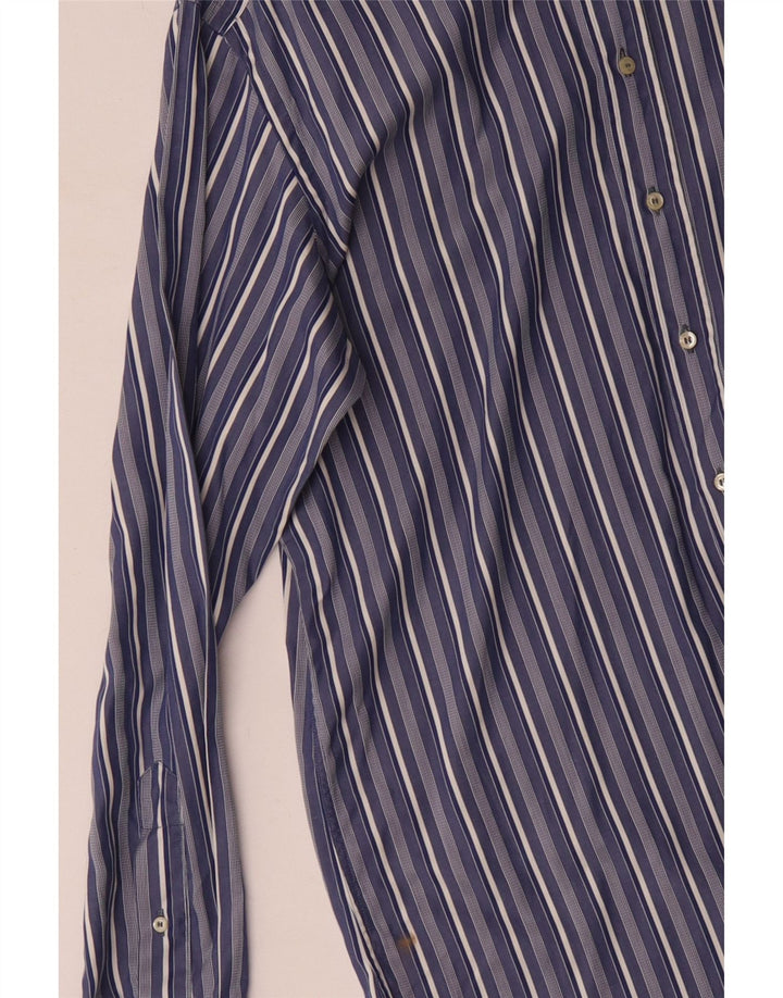 Camisa masculina Etro tamanho 42 grande algodão listrado azul