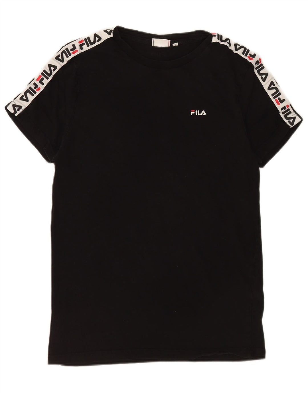 Fila Mens Graphic T-Shirt Top Pequeno Algodão Preto