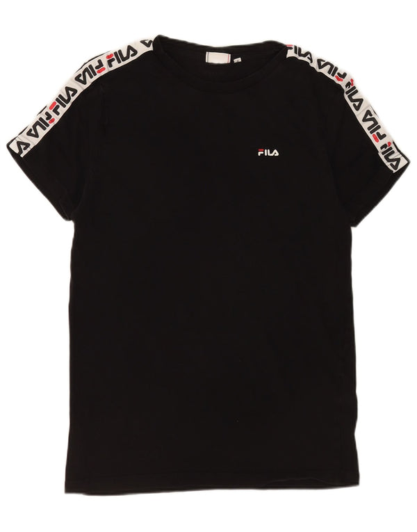 Fila Mens Graphic T-Shirt Top Pequeno Algodão Preto