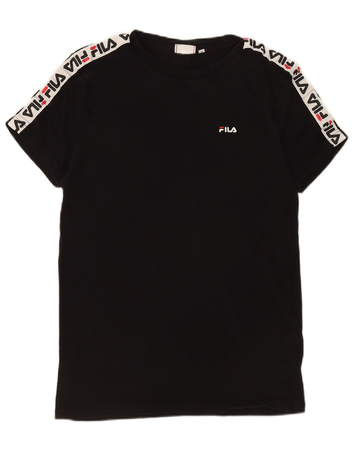 Fila Mens Graphic T-Shirt Top Pequeno Algodão Preto