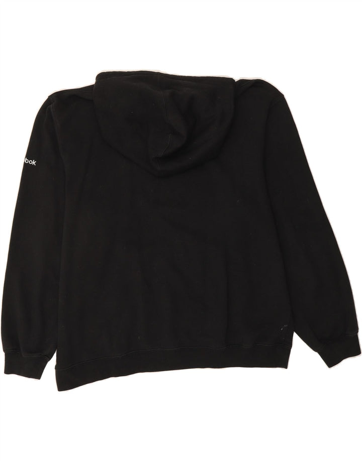 REEBOK Mens Graphic Hoodie Jumper Large Black Cotton Vintage Reebok and Second-Hand Reebok from Messina Hembry 