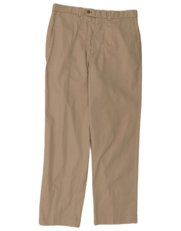 Calça masculina de terno reto Marks & Spencer W32 L31 algodão bege