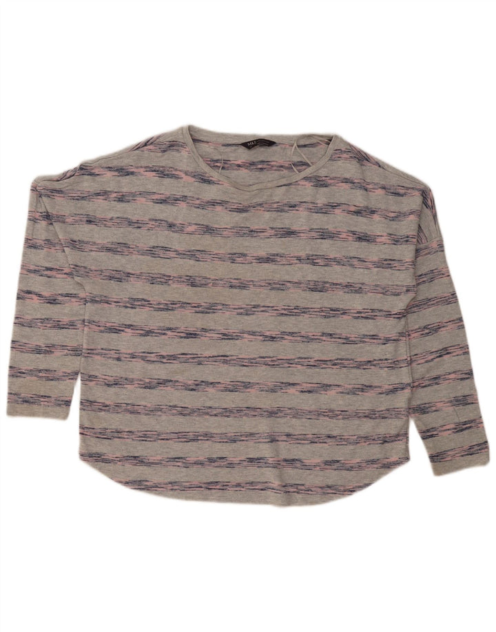 Marks & Spencer Top feminino oversized manga comprida Reino Unido 16 listrado cinza grande