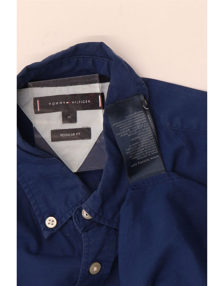 Tommy Hilfiger Mens Regular Fit Camisa Médio Algodão Azul