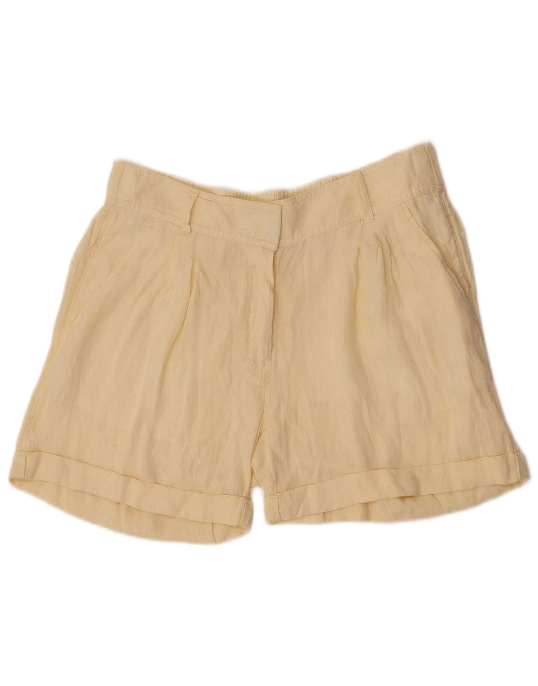 Shorts Chino Feminino Marks & Spencer Reino Unido 12 Médio W30 Linho Amarelo
