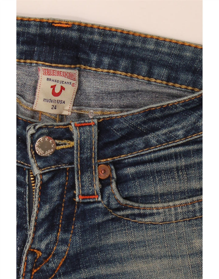 TRUE RELIGION Jeans retos femininos W24 L32 algodão azul marinho