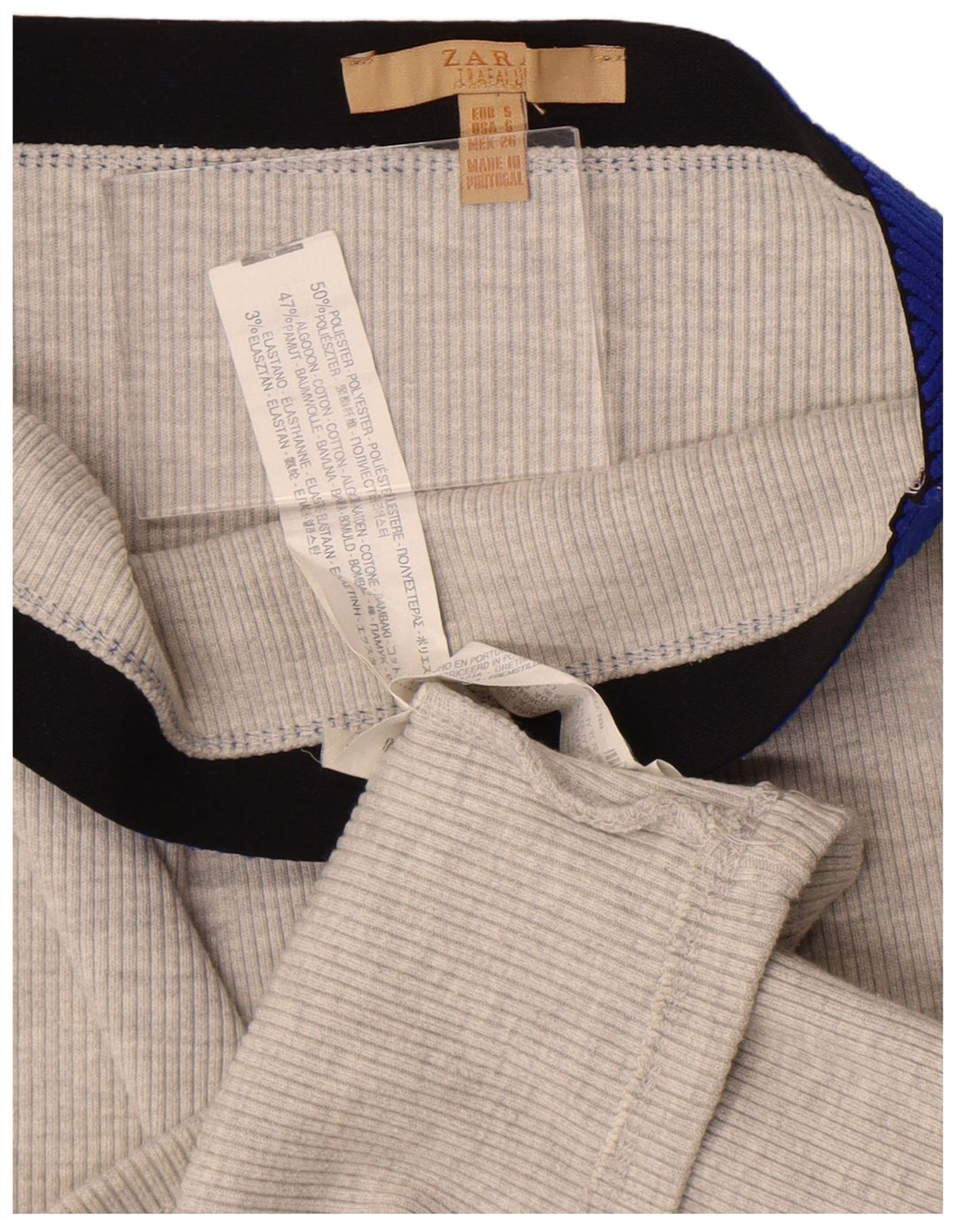 Saia reta Trafaluc feminina Zara pequena W26 cinza colorblock poliéster