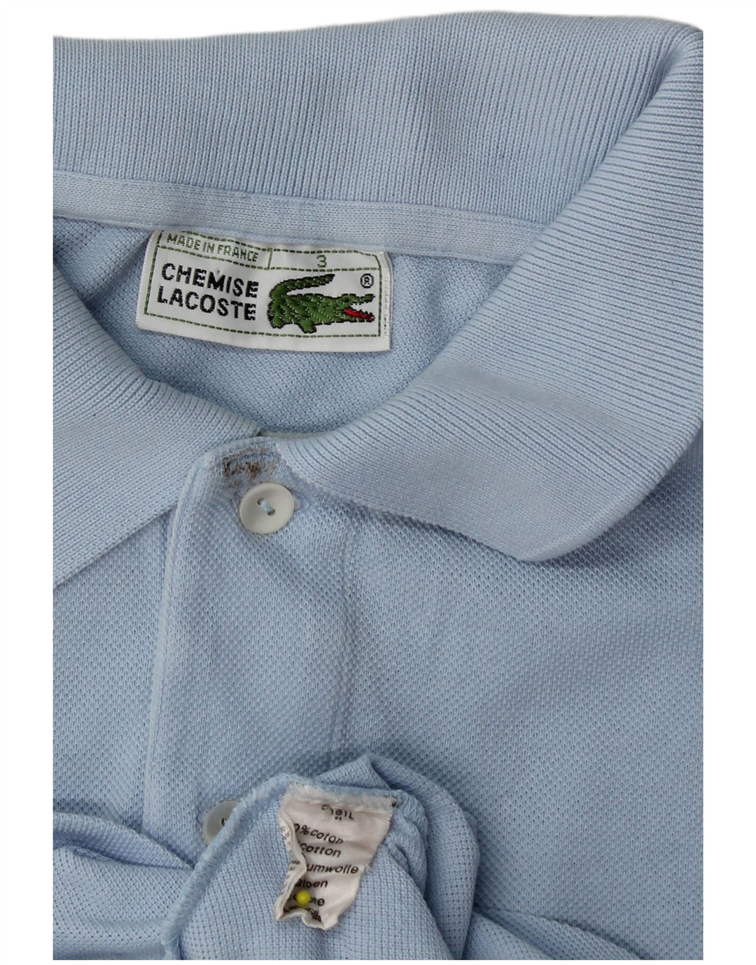 Camisa polo masculina Lacoste tamanho 3 pequeno algodão azul