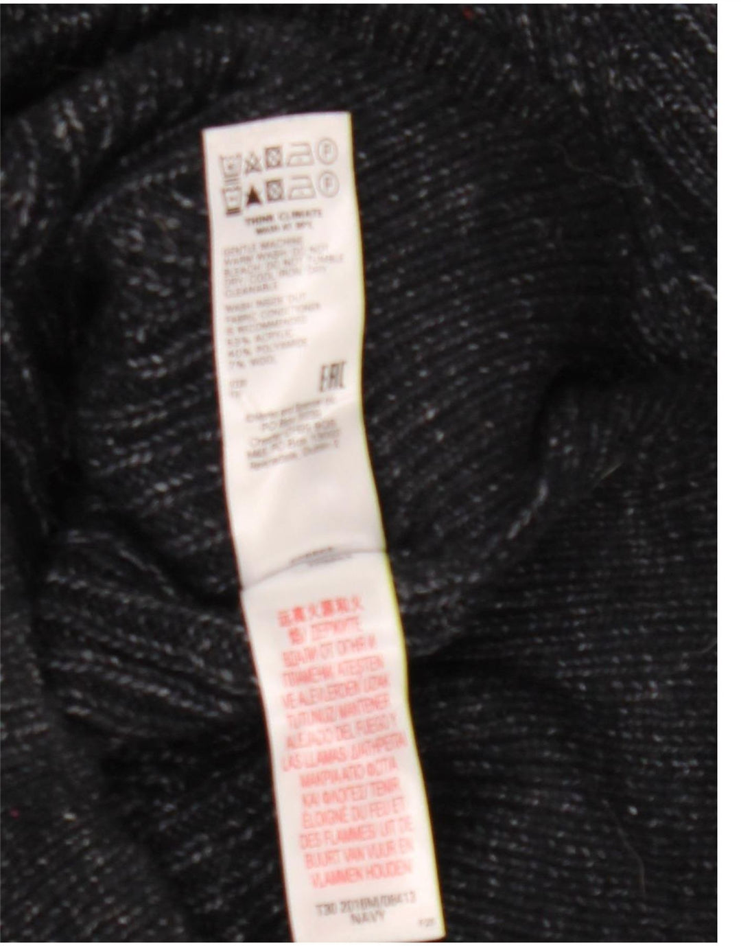 Suéter masculino Marks & Spencer com gola redonda, azul marinho médio manchado