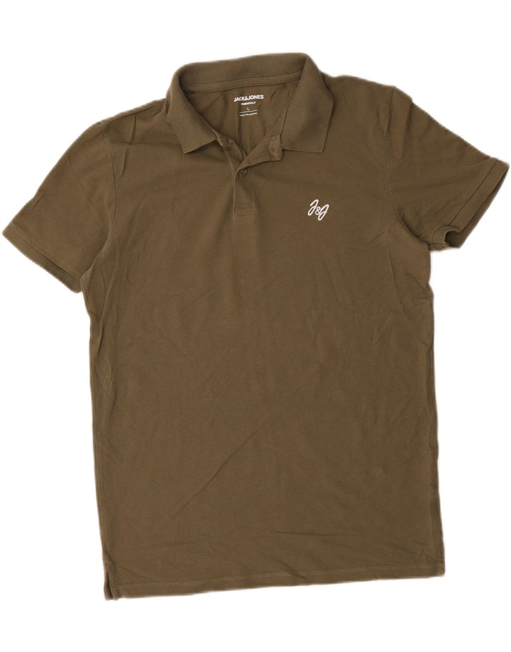 Camisa polo masculina Jack & Jones grande algodão cáqui