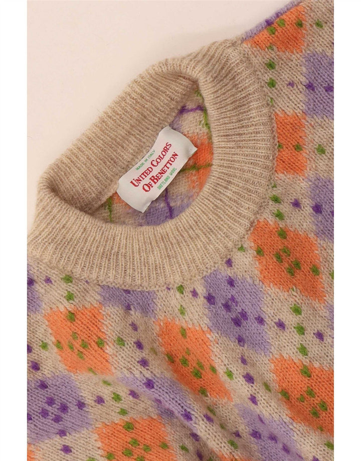 Suéter masculino Benetton com gola redonda IT 48 médio multicolorido