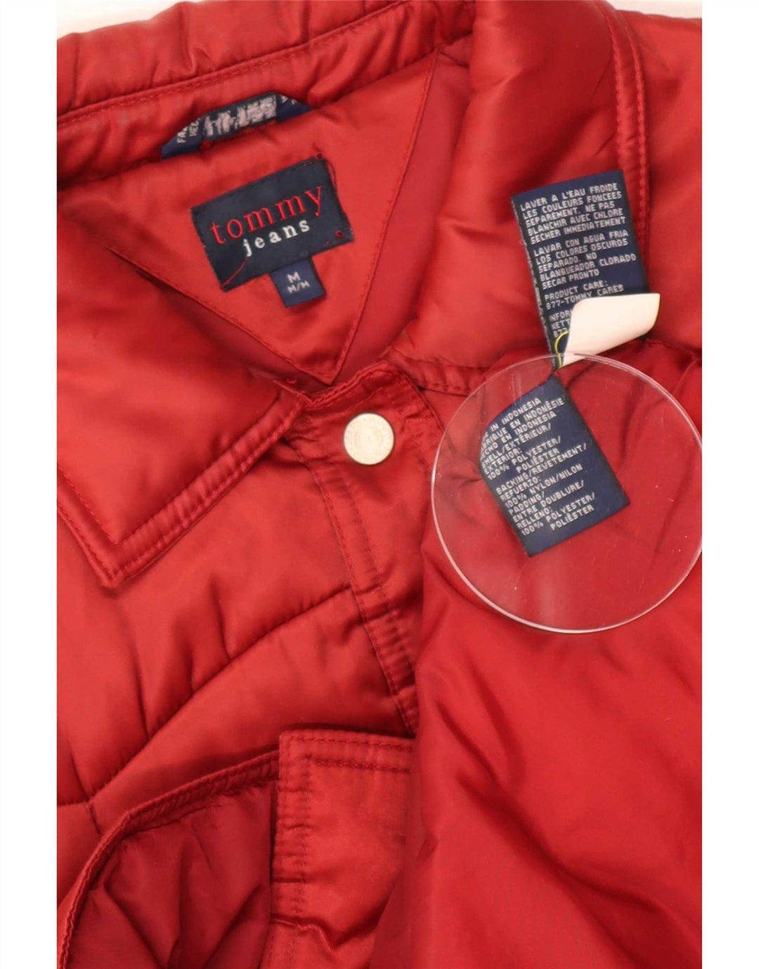 Tommy Hilfiger Jaqueta acolchoada feminina Reino Unido 12 poliéster vermelho médio