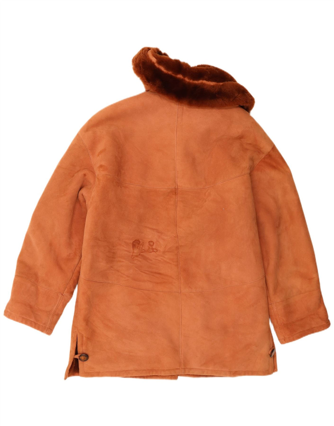 Jaqueta feminina vintage com capuz Shearling UK 16 grande bege