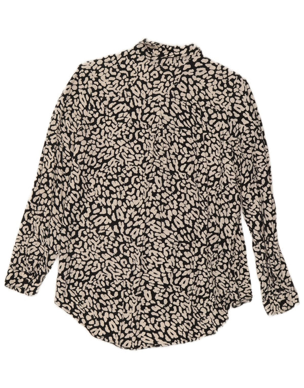 Blusa feminina Marks & Spencer Reino Unido 10 pequena preta com estampa animal viscose