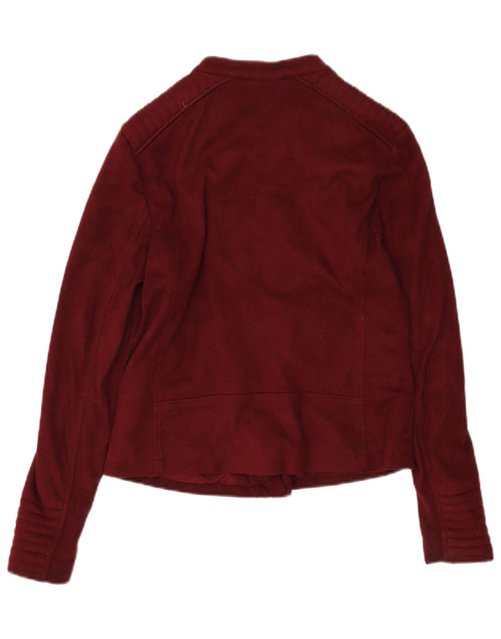 Jaqueta feminina de motociclista Marks & Spencer UK 10 pequena motociclista de poliéster cor de vinho