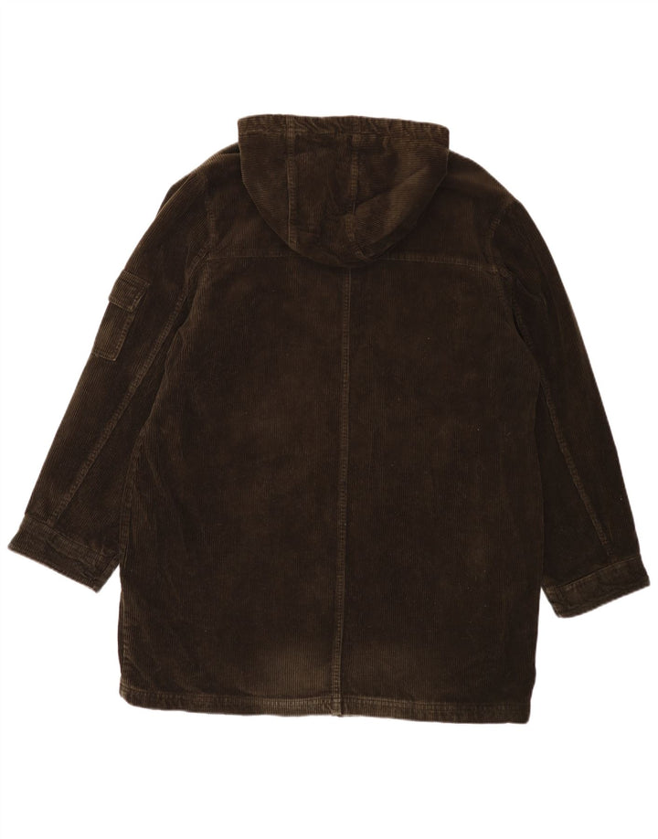 Casaco feminino de veludo com capuz grande EDDIE BAUER Reino Unido 16 algodão cáqui grande