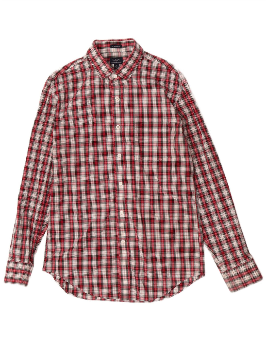 J. Crew Camisa masculina de flanela Thompson tamanho 16 1/2 grande algodão xadrez vermelho