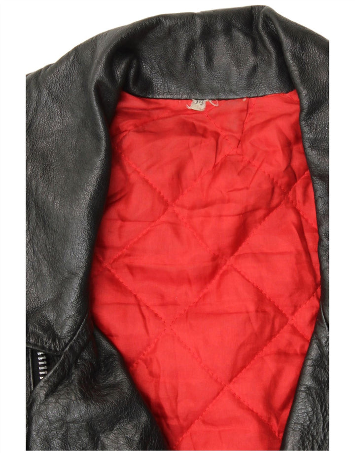 Jaqueta masculina de couro VINTAGE para motociclista IT 54 XL preto motociclista