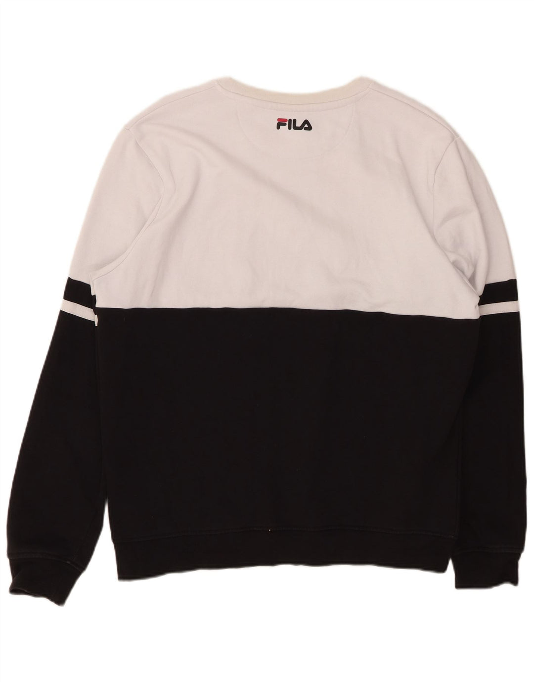 FILA moletom gráfico masculino jumper grande algodão colorblock preto
