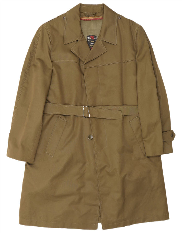 Casaco impermeável masculino vintage UK 40 grande cáqui