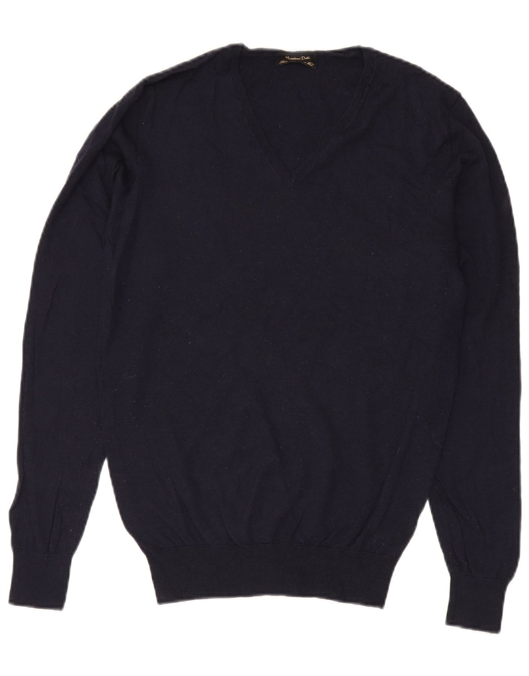 Suéter masculino Massimo Dutti com decote em V grande azul marinho
