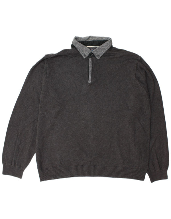Camisa polo masculina de rugby de manga comprida da Marks & Spencer XL cinza algodão