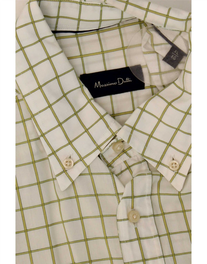 Camisa masculina Massimo Dutti XL xadrez branco