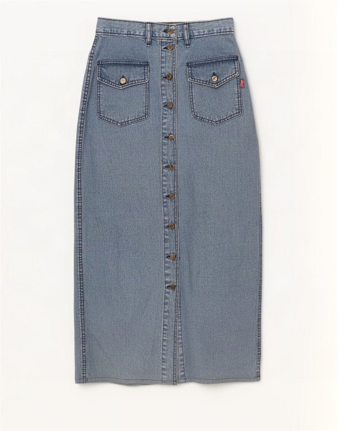 Saia jeans feminina vintage W27 pequena azul