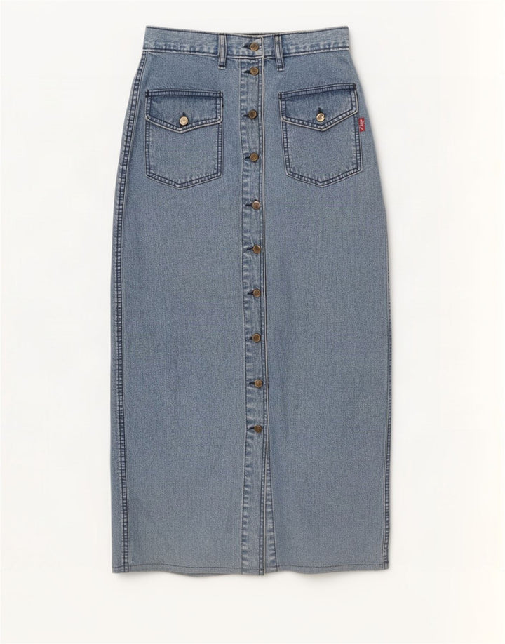 Saia jeans feminina vintage W27 pequena azul