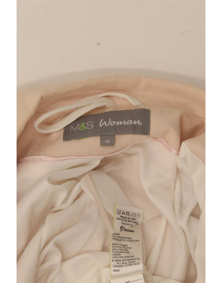 Jaqueta blazer feminina Marks & Spencer manga 3/4 com 1 botão Reino Unido 16 grande rosa