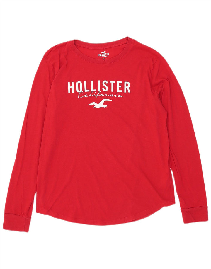 Top gráfico masculino Hollister manga comprida pequeno algodão vermelho