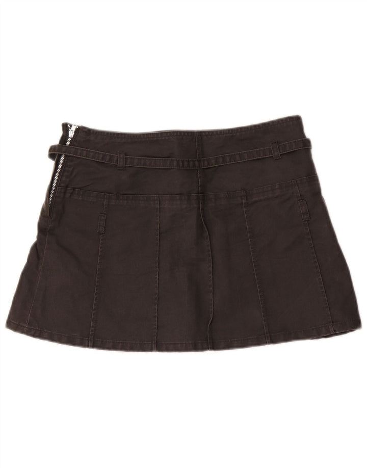 Mini saia feminina Zara pequena W26 poliuretano preto