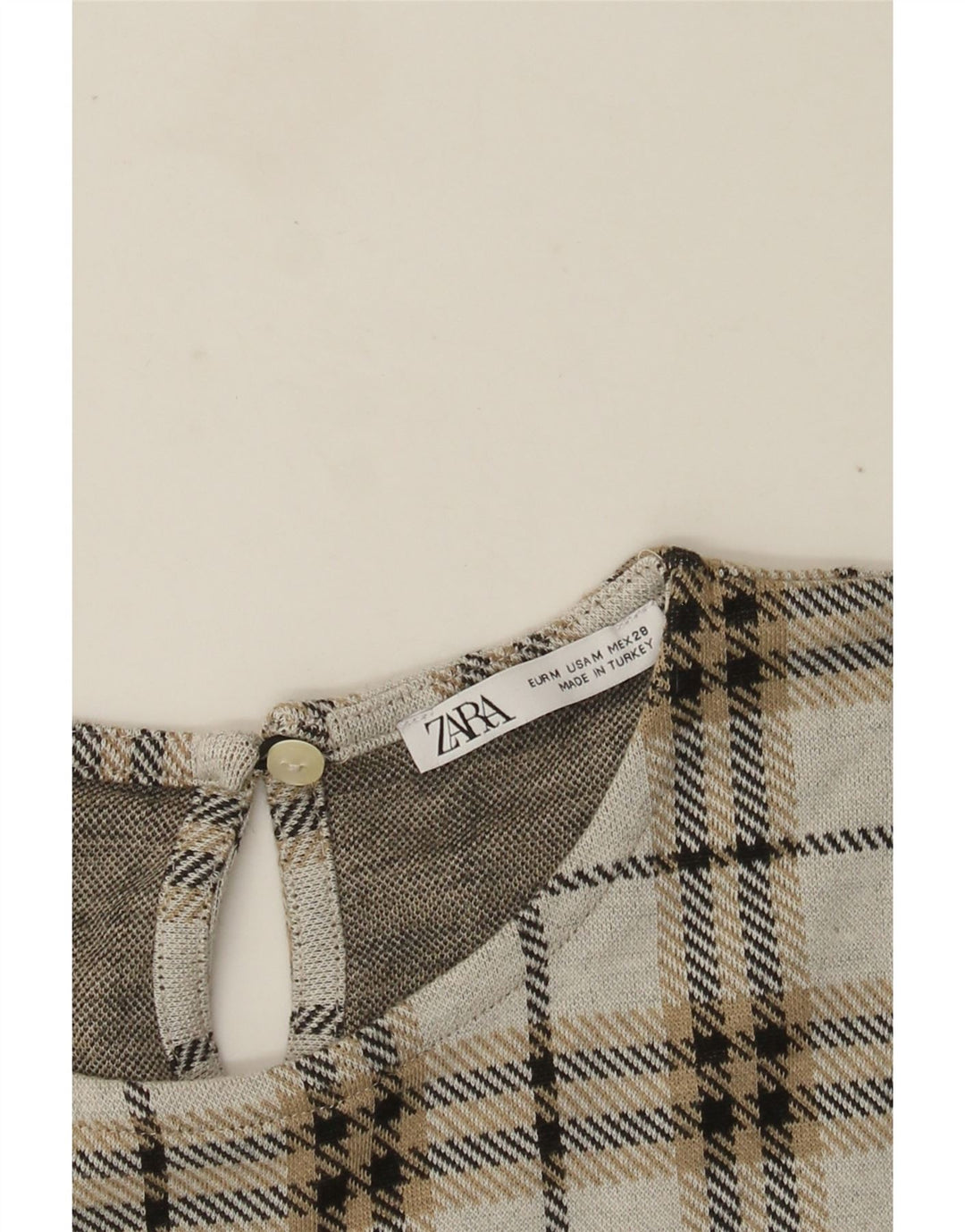 Vestido feminino Zara Shift UK 12 xadrez cinza médio