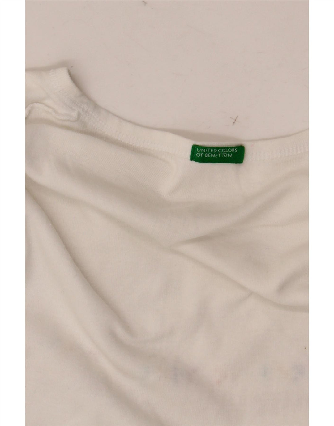 Camiseta feminina gráfica BENETTON UK 8 pequena branca