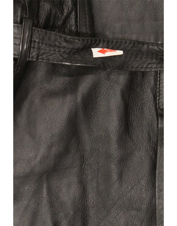 Casaco feminino vintage de couro com peito duplo IT 46 grande preto