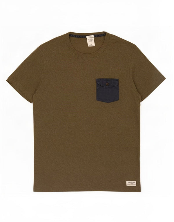 Camiseta masculina Muscle Abercrombie & Fitch Top XL de algodão cáqui
