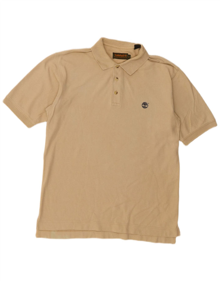 Camisa polo masculina Timberland pequena algodão bege