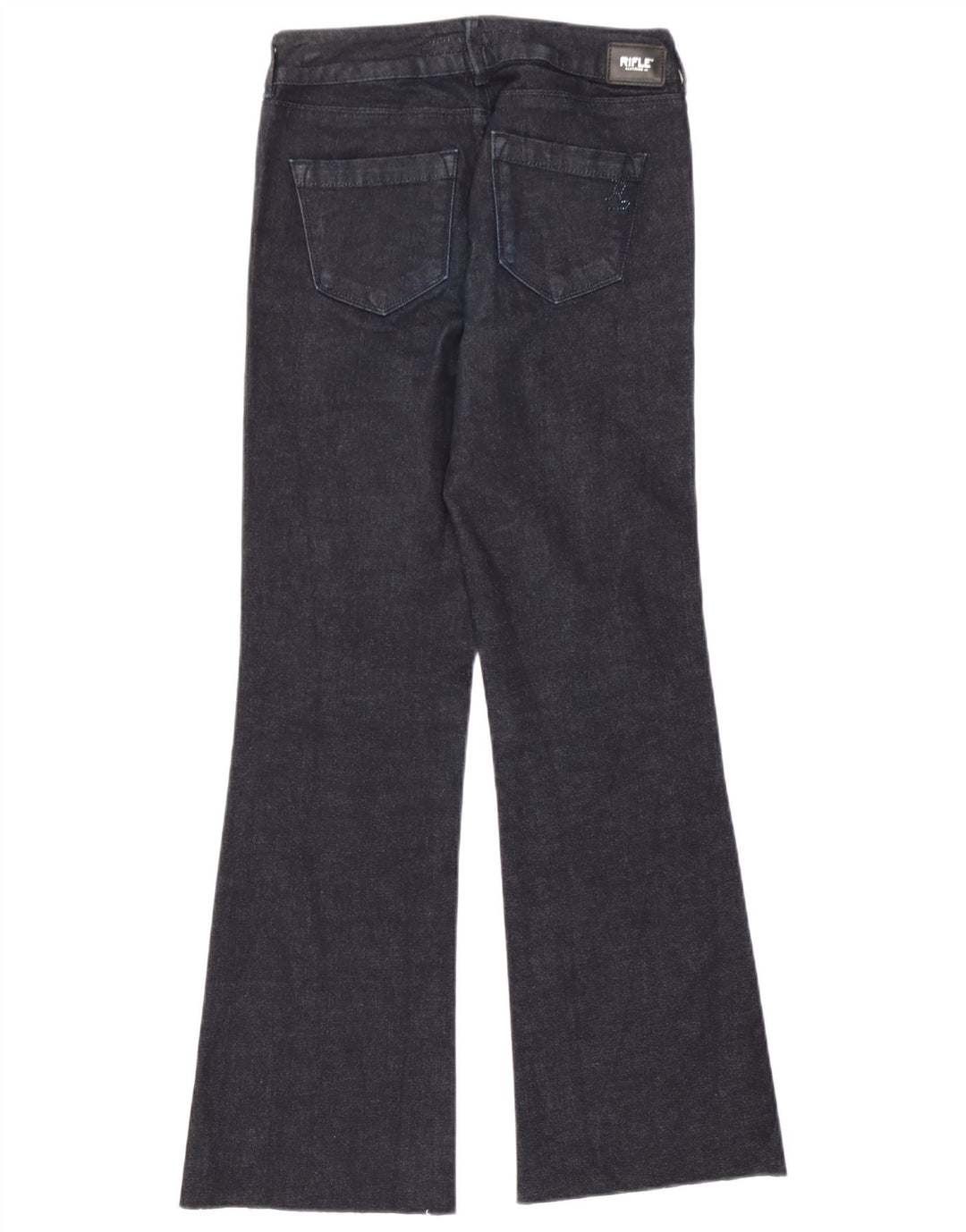 Rifle feminino queimado jeans W27 L29 algodão azul marinho