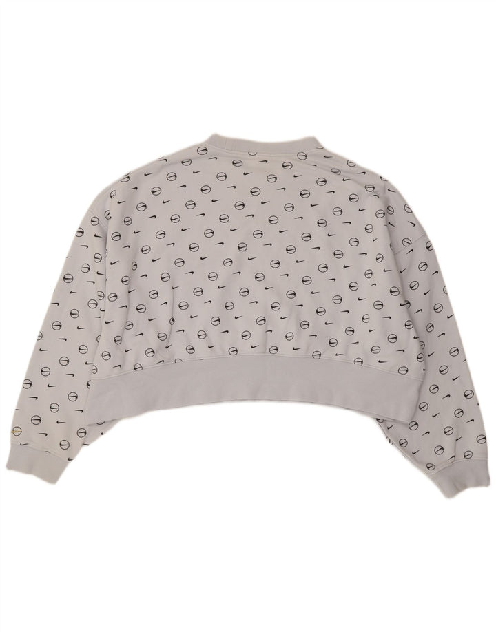 Moletom feminino Nike Oversized Crop Graphic Jumper UK 14 Médio Azul