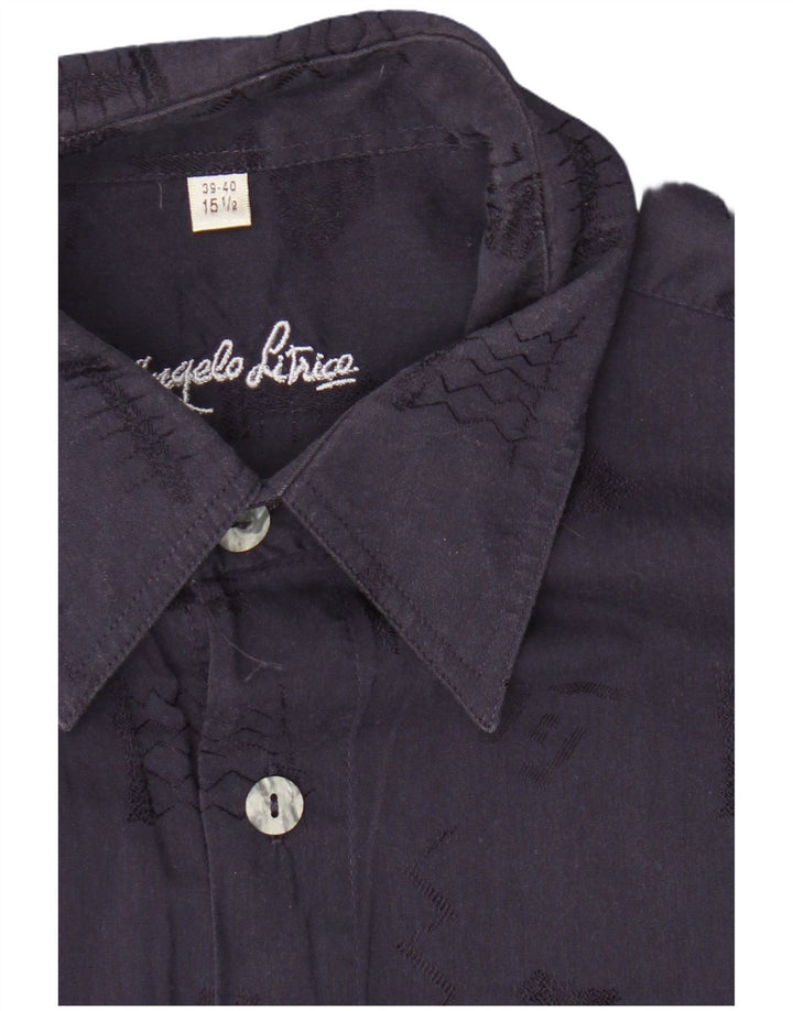 Camisa masculina Angelo Litrico tamanho 39 /40 15 1/2 médio azul marinho geométrico
