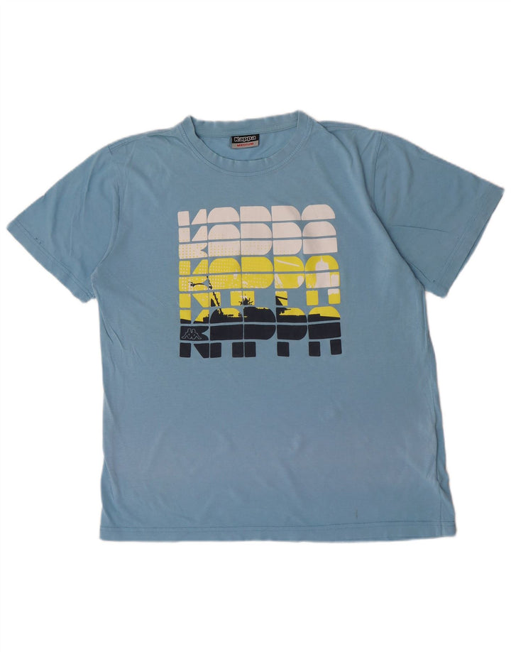 Camiseta gráfica masculina Kappa Top médio algodão azul