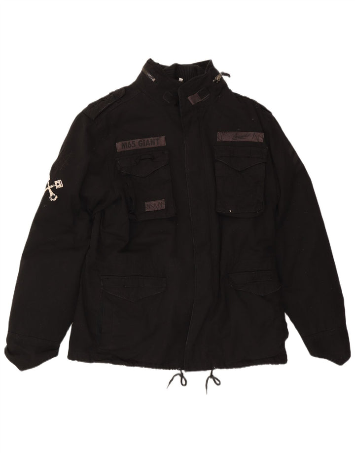 Jaqueta militar masculina com capuz gráfico BRANDIT Reino Unido 40 poliéster preto grande
