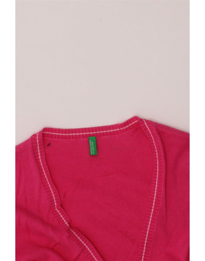 BENETTON Girls Crop Cardigan Sweater 8-9 Years Pink Vintage Benetton and Second-Hand Benetton from Messina Hembry 