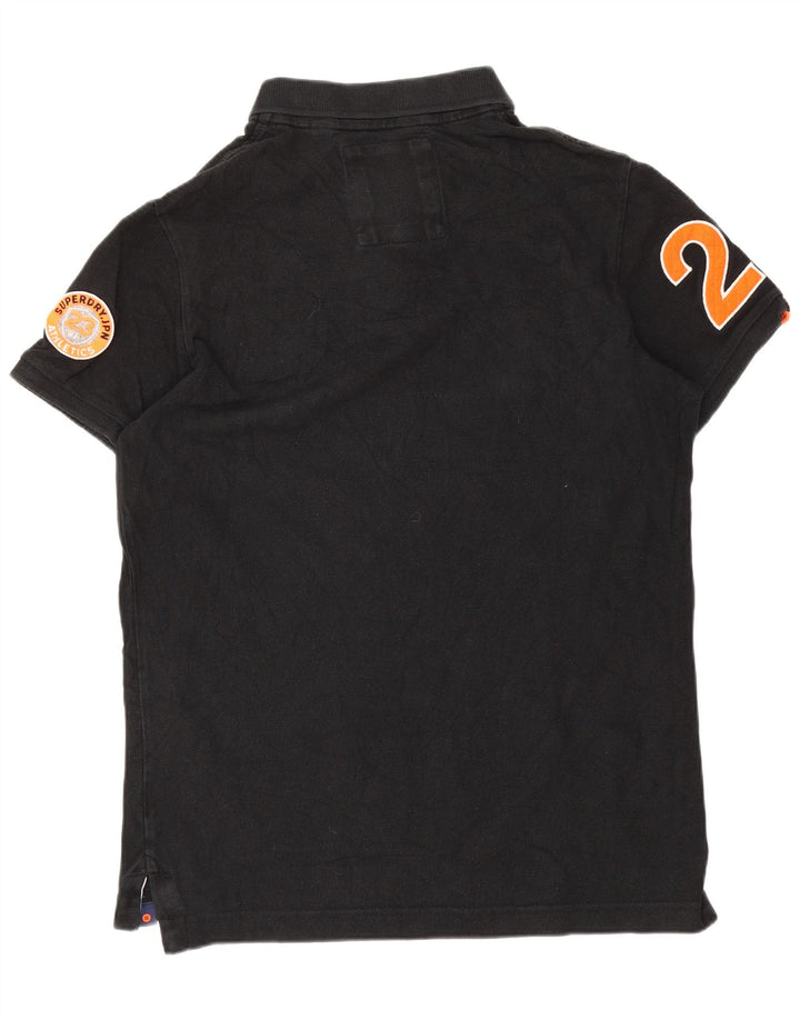Camisa pólo gráfica masculina Superdry grande preta