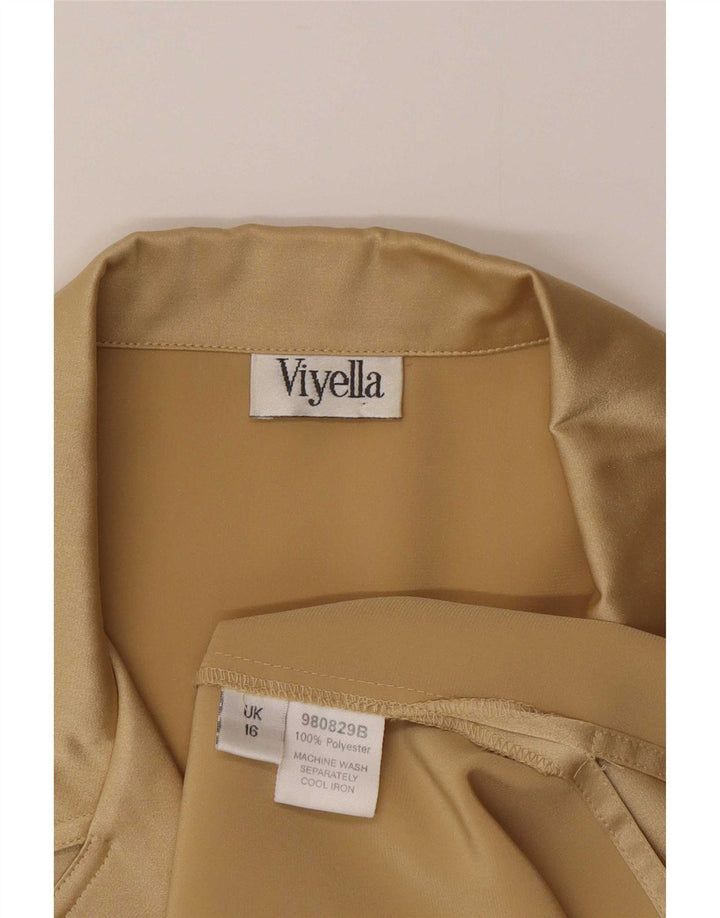 Blusa feminina Viyella UK 16 grande poliéster dourado