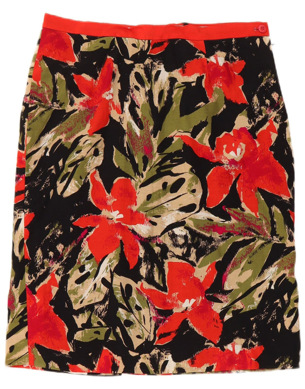 Saia lápis feminina vintage W28 médio preto floral