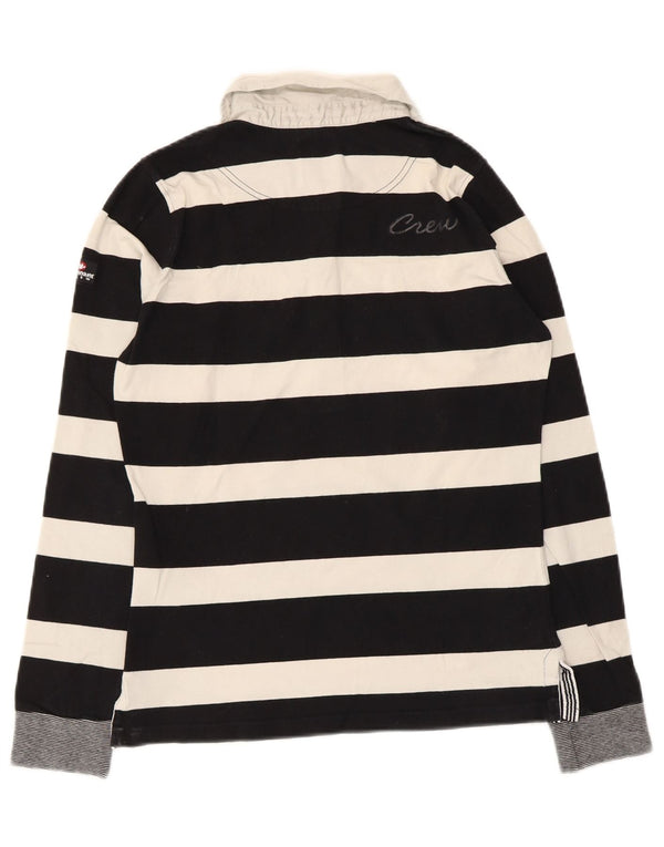 Murphy & Nye Womens Long Sleeve Rugby Polo Shirt UK 12 Medium Black Striped
