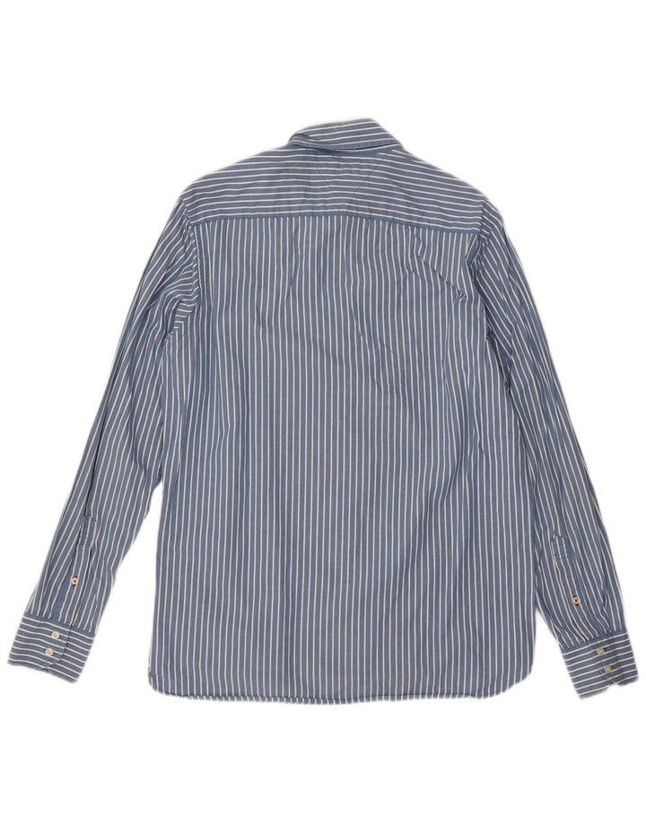 Camisa masculina TOMMY HILFIGER de algodão listrado azul médio